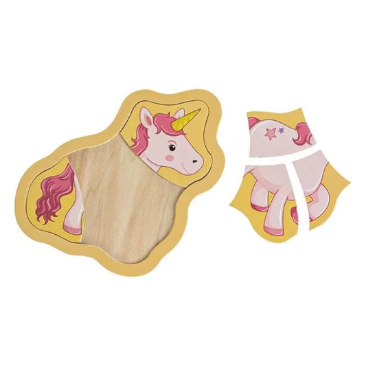 Puzzle din Lemn Unicorn (5 piese) 12x15cm - PuzzleJoy