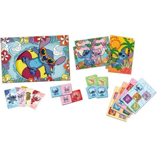 Set Joc de Societate 8 in 1 Carduri de Memorie Puzzle & Domino Lilo & Stitch - PuzzleJoy