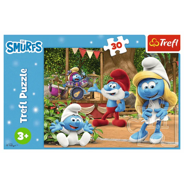 Puzzle Strumfii Scena cu Tobe (30 de Piese) - Trefl - PuzzleJoy