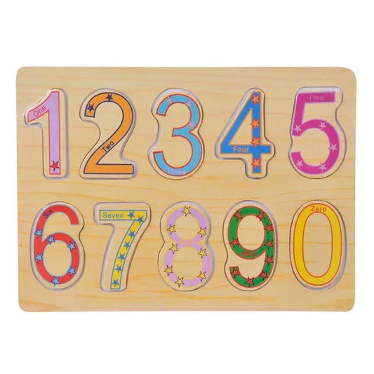 Puzzle de Lemn Cifre (10 piese) - 29x21.5cm - PuzzleJoy