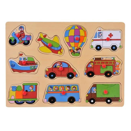 Puzzle de Lemn Vehicule (10 piese) 22.5x30cm - PuzzleJoy