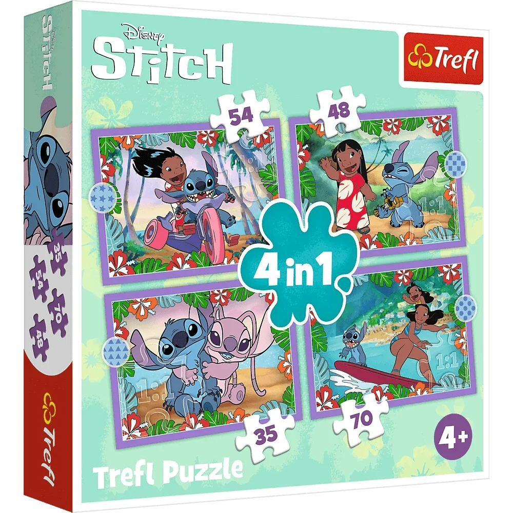 Puzzle Lilo & Stitch 4 in 1 (35, 48, 54, 70 piese) - Trefl - PuzzleJoy