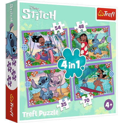 Puzzle Lilo & Stitch 4 in 1 (35, 48, 54, 70 piese) - Trefl - PuzzleJoy