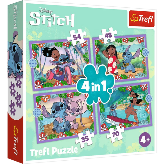 Puzzle Lilo & Stitch 4 in 1 (35, 48, 54, 70 piese) - Trefl - PuzzleJoy
