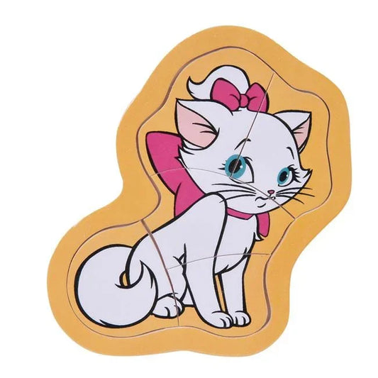 Puzzle din Lemn Pisica (5 piese) 15x11cm - PuzzleJoy