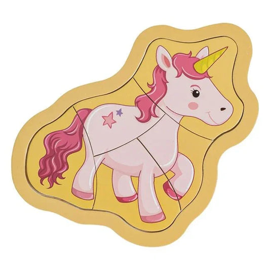 Puzzle din Lemn Unicorn (5 piese) 12x15cm - PuzzleJoy