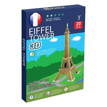 Puzzle - Constructie 3D Turnul Eiffel (20 de piese) - PuzzleJoy