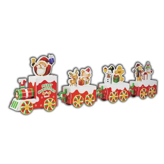 Puzzle 3D de Craciun Mos Craciun & Tren cu Jucarii 60x6x17cm - PuzzleJoy