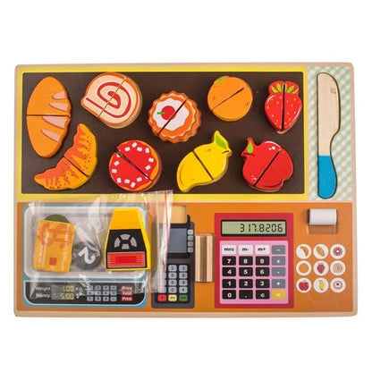 Set Casa de Marcat cu Alimente din Lemn Puzzle 30x22cm - PuzzleJoy