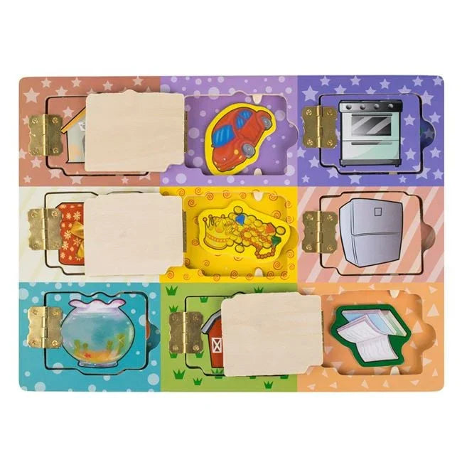 Puzzle din Lemn cu Usi & Obiecte 30x22.5cm - PuzzleJoy