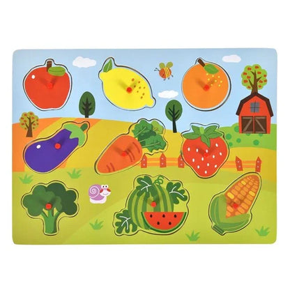 Puzzle Incastru cu Fructe & Legume (9 piese) 30x22cm - PuzzleJoy