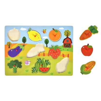 Puzzle Incastru cu Fructe & Legume (9 piese) 30x22cm - PuzzleJoy
