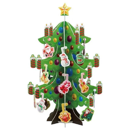 Puzzle 3D Brad de Craciun cu Ornamente 20x32cm- 36buc - PuzzleJoy