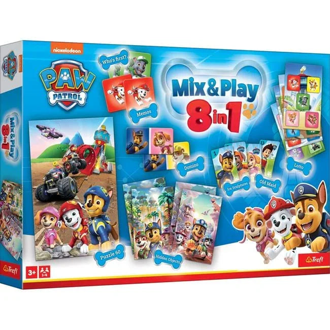 Joc de Societate 8 in 1 Carduri de Memorie Puzzle & Domino Paw Patrol - PuzzleJoy
