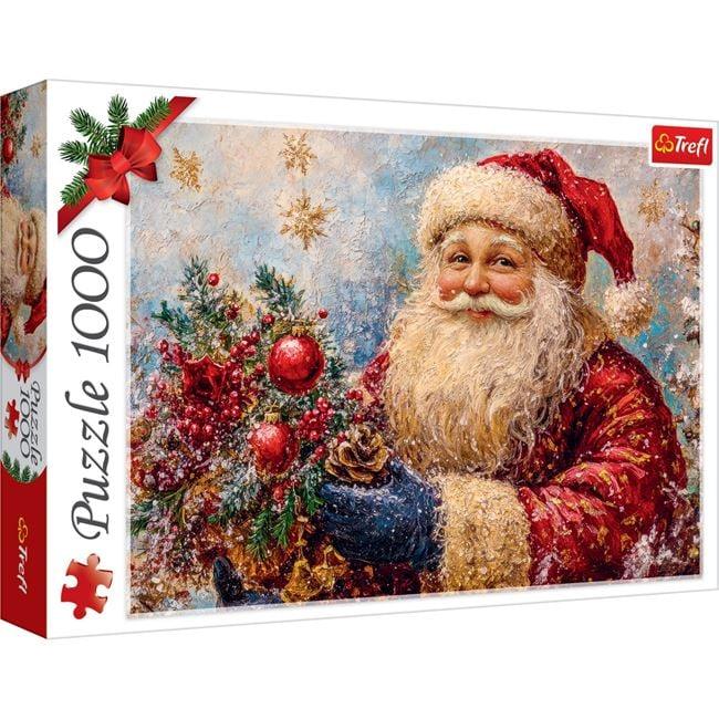 Puzzle Vintage cu Moș Crăciun, Brad – 1000 piese (Trefl) - PuzzleJoy