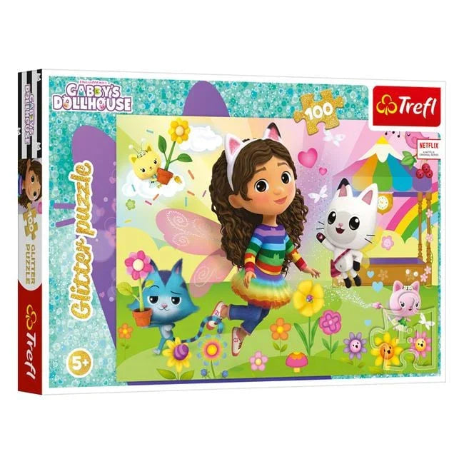 Puzzle Gabby's Dollhouse Fluturi cu Glitter (100 de piese) - Trefl - PuzzleJoy