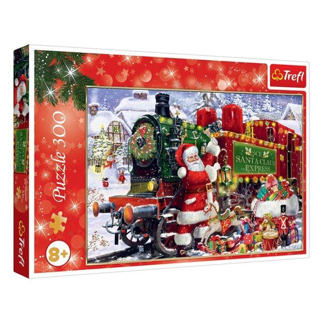Puzzle de Craciun Vintage Mos Craciun in Tren (300 de piese) - Trefl - PuzzleJoy
