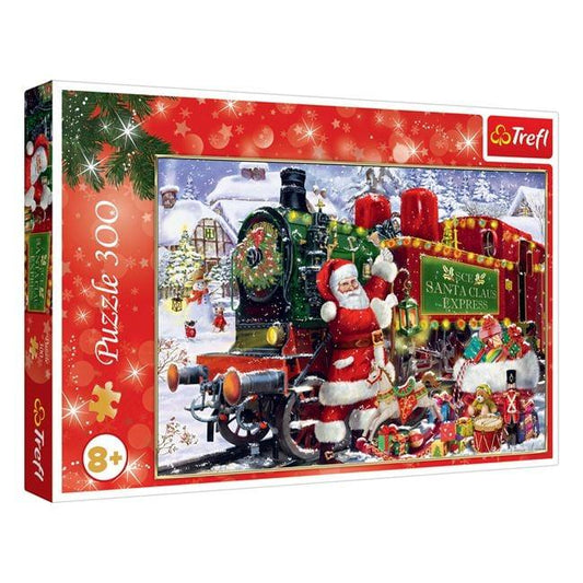 Puzzle de Craciun Vintage Mos Craciun in Tren (300 de piese) - Trefl - PuzzleJoy