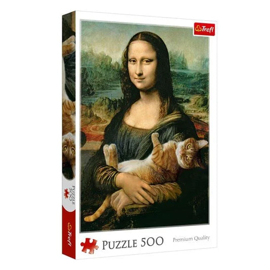Puzzle Gioconda cu Pisica (500 de piese) - Trefl - PuzzleJoy