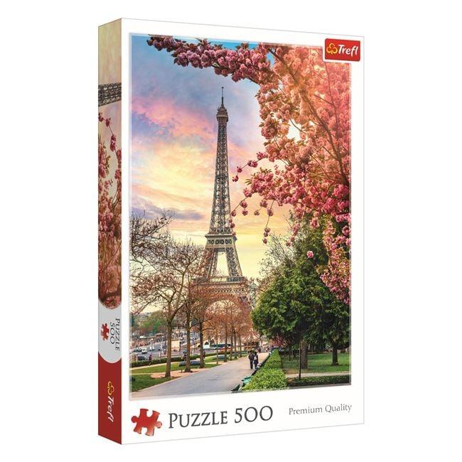 Puzzle Paris Turnul Eiffel Pomi Infloriti (500 de piese) - Trefl - PuzzleJoy