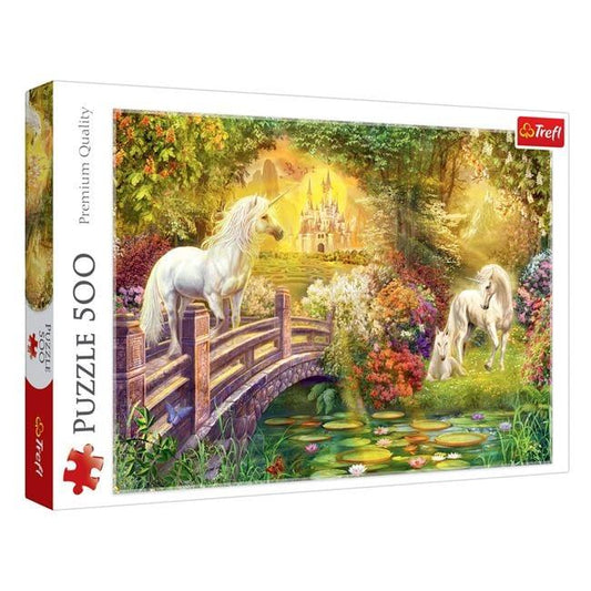 Puzzle Pod cu Unicorni Albi (500 de piese) - Trefl - PuzzleJoy