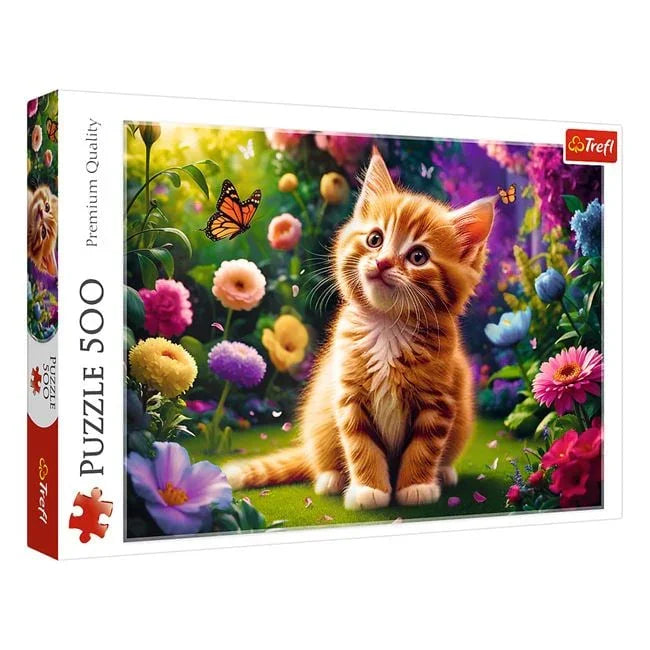 Puzzle Pisica in Gradina cu Flori (500 de piese) - Trefl - PuzzleJoy