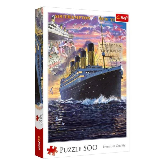 Puzzle Titanic cu Titluri Ziare (500 de piese) - Trefl - PuzzleJoy
