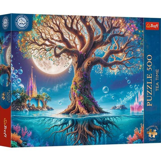 Puzzle – Copac Magic, Lună Plină și Castele 500 de piese (Trefl) - PuzzleJoy