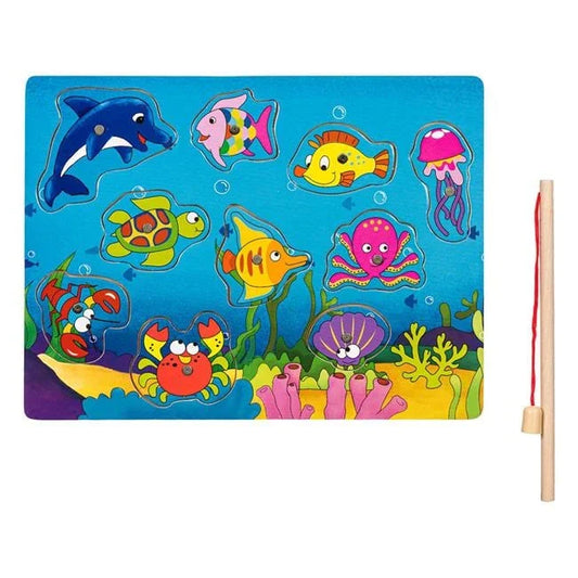 Joc Magnetic Puzzle din Lemn Pesti Undita 30x22.5cm - PuzzleJoy