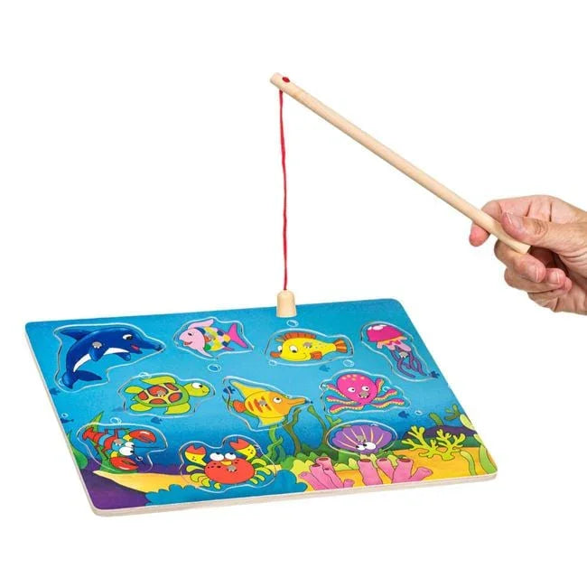 Joc Magnetic Puzzle din Lemn Pesti Undita 30x22.5cm - PuzzleJoy