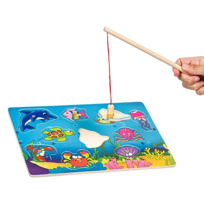 Joc Magnetic Puzzle din Lemn Pesti Undita 30x22.5cm - PuzzleJoy